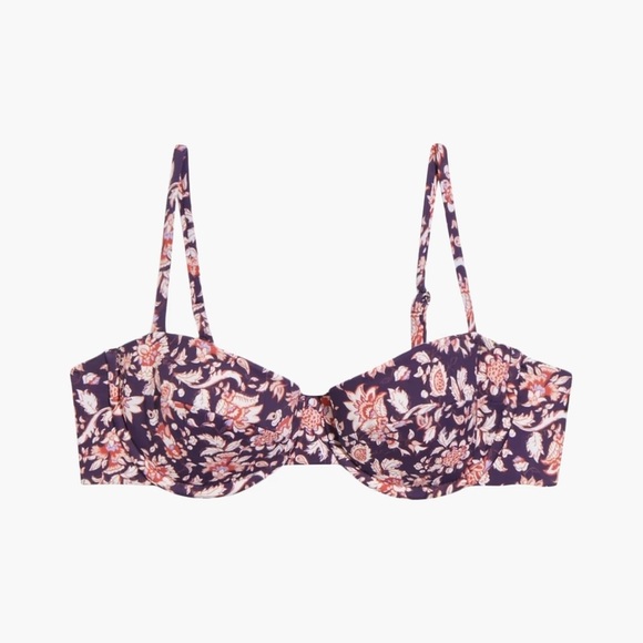 Veronica Beard Dyer Bikini Swimsuit Top XS Ultramarine Floral NWT Underwire - Picture 1 of 9